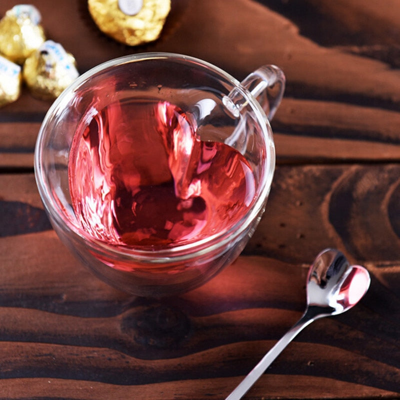 Double Wall Heart Glass Cup